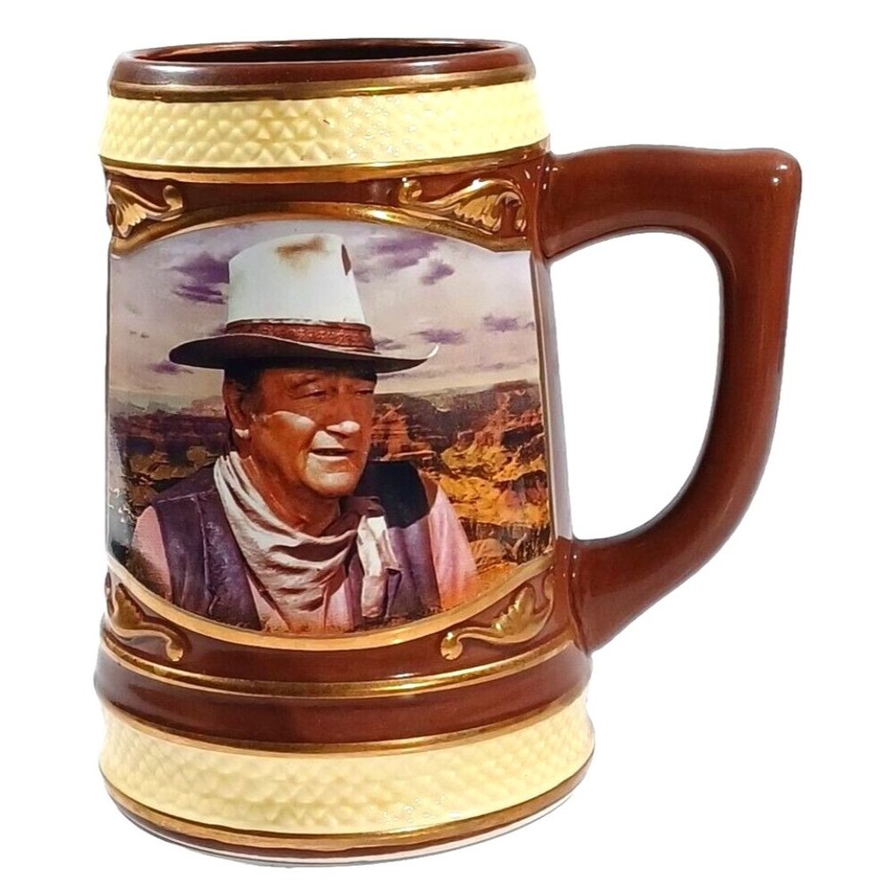 Ceramic John Wayne True Hero  Cheers To A Legend Stein Mug Bradford Exchange 201